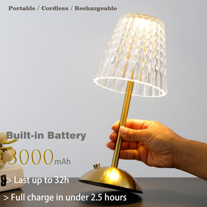 Cordless <b>Table</b> Lamp Rechargeable Battery Operated Lamp 3 Color Modes Stepless Dimmable <b>LED</b> Touch Portable Crystal Gold Lamp - Product Image 2