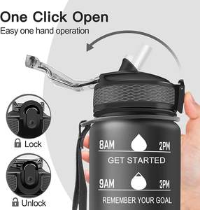 1.32 OZ BPA 무료 동기 부여 업스타일 피트니스 물병 1L 플립 탑 뚜껑 리필 스포츠 병 시간 마커와 아이들을위한 - Product Image 4