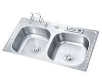 Évier double Liangshun LW-8349 certifié NSF, 32 pouces, deux bacs, acier inoxydable 304 de calibre 16, surface brossée, sous plan, garantie 5 ans