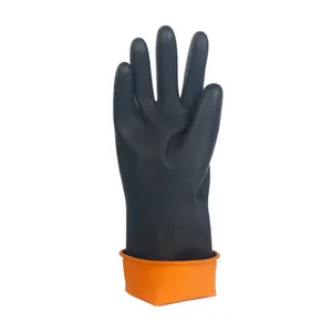 Hot Sale Custom Durable Heavy Duty Man Black Neoprene Latex Rubber Industrial Oil Proof Safety Working Hand Protective Gloves