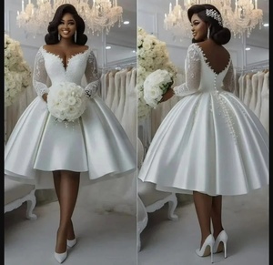 <span class=keywords><strong>Abito</strong></span> da Sposa <span class=keywords><strong>Corto</strong></span> Personalizzato Mumuleo con Scollo a Barchetta e Applicazioni in Pizzo Cristallo, Abiti da Cerimonia 2026 - Product Image 3