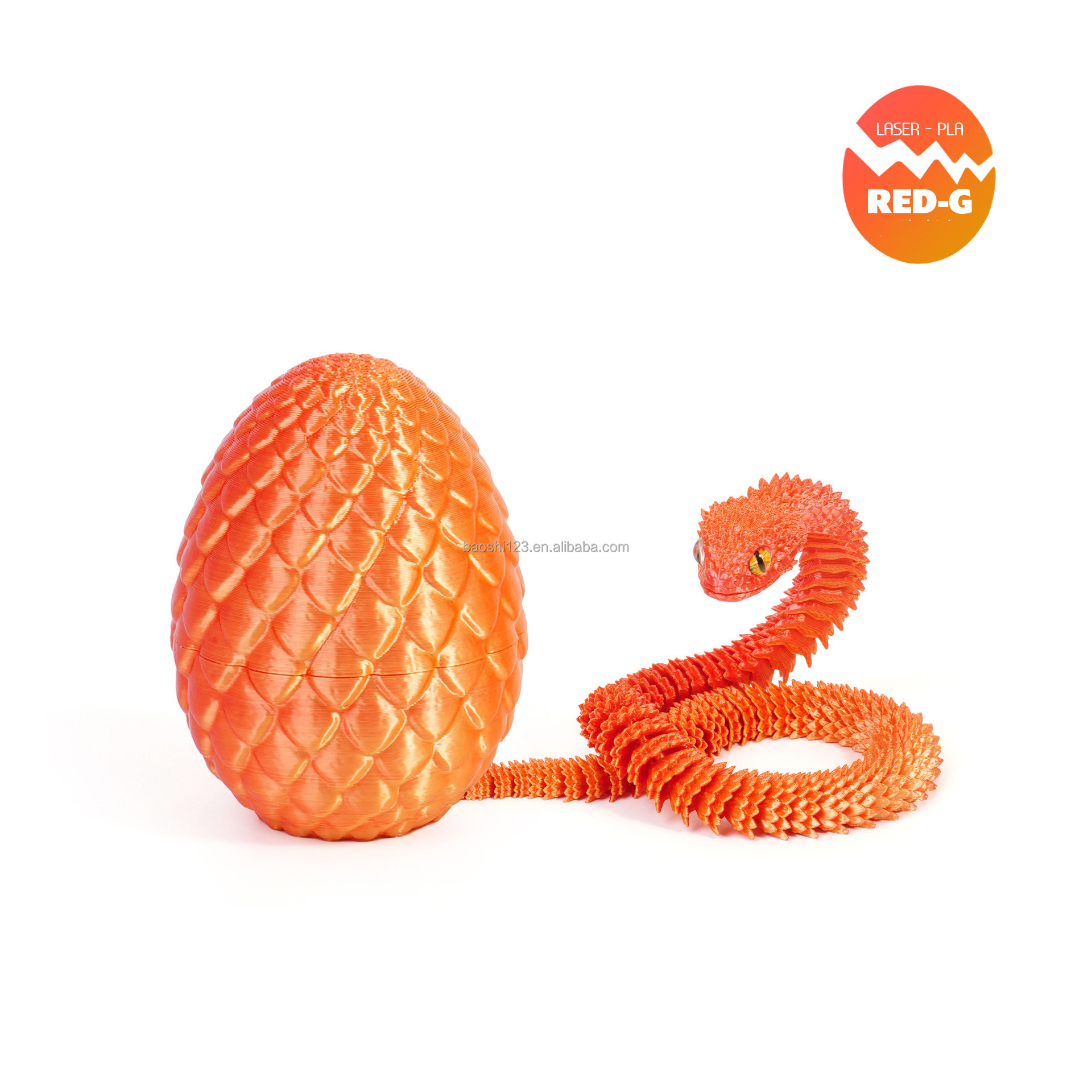 Oeuf de dragon 8,5 cm + Vipère 30 cm - Laser Rouge-Or