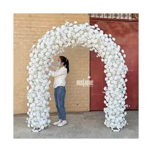 Wedding Chairs Arche Frames 2 Piece Round White Black And White Rose Hydrangea Fake Faux Flower Arch