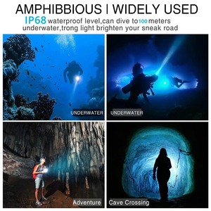 ไฟฉาย LED แบบมืออาชีพซุปเปอร์ไบรท์ T6 ไฟฉายใต้น้ำลูเมนสูง IP68 โคมไฟดำน้ำกันน้ำพร้อมแบตเตอรี่ 18650 - Product Image 5