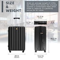 Valise à vin et spiritueux avec roulettes pivotantes durables, serrure TSA, inserts amovibles, 20, 24, 28 pouces