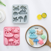 Moule à gâteau en silicone antiadhésif à 6 cavités, thème plage, de qualité alimentaire, réutilisable, mignon, pour chocolat, bonbons et glaçons DIY