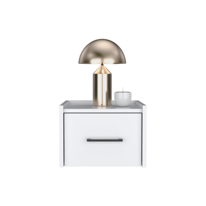 <b>Floating</b> Nightstand White Wall Mounted With <b>Drawer</b> And Surface Space Saving Design For Bedroom - Product Image 4