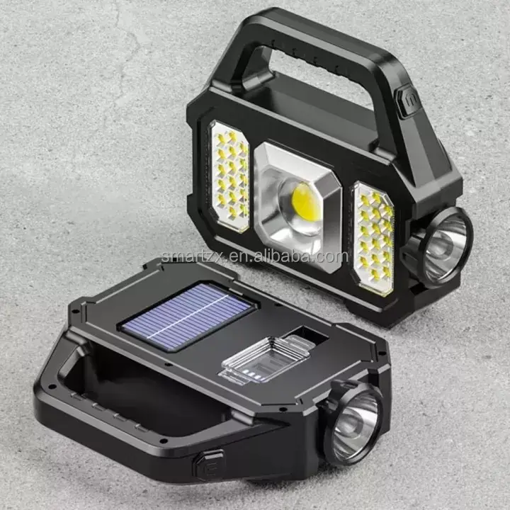 Amazon Offre Spéciale lampe solaire Rechargeable USB Cob flash lampe de recherche à main COB LED projecteur solaire multifonctionnel