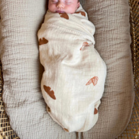 Couverture personnalisée en gros pour nouveau-né, super douce, imprimé papillons, ensemble de langes en mousseline biologique pour bébé