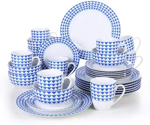 32pcs Luxury Ceramic Dinnerware Custom Pad Printing Porcelain Dinner Set Ceramic Dinnerware Sets Tableware