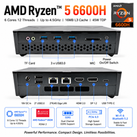 Hot Sale PC AMD R5 6600H 6Core HD2.0 DP1.2 Type-c Mini Desketop Computer Dual Ethernet Win11 PC DDR5 RAM 32GB AMD Ryzen 5 6600H