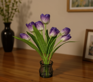 Ramo de tulipanes, 7 flores, decoración artificial para el hogar, fácil de limpiar, regalo para sala de estar, poliéster, estilo clásico - Product Image 2