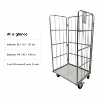 Chariot de manutention pliant robuste avec cage de rangement en treillis métallique pour tri express en entrepôt