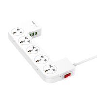 Multiprise en plastique 1 prise, rallonge 2m, USB, protection enfant contre les chocs électriques, boîte de rangement