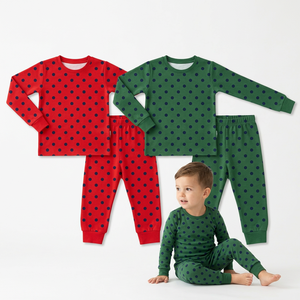 Kids Christmas Polka Dot Long Sleeve Top and Pants Two Pieces Outfits Pajamas Clothes Set for <b>Boys</b> - Product Image 1