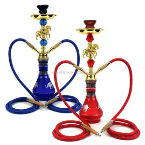 Goldenes Pferd Chicha 1/2 Schläuche Tabak tragbare narghile Shisha Sheesha Holz Mundstück Shisha