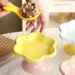 ชามอาหารแมวเซรามิกทรงยกสูงพร้อมขาตั้งสำหรับป้องกันคอ - Product Image 3