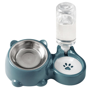 Bol pour chat 2 en 1 avec distributeur d'eau pour animaux de compagnie, ensemble d'alimentation et d'hydratation pour animaux de compagnie de forme arrondie - Product Image 5
