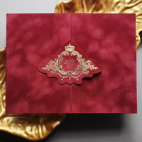 Suite d'invitations de mariage de luxe en velours, invitations de mariage pliées sur mesure en acrylique avec dorure à chaud, carte RSVP et carte QR pour remise de diplôme et anniversaire