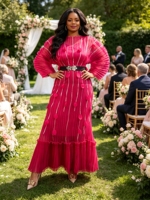 Nouvelle Robe Longue Plissée Miyaki pour Femme, Élégante et Tendance, Couleur Unie, Grande Taille, Idéale pour les Fêtes, Collection Décontractée Direct Usine