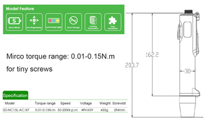 <span class=keywords><strong>Tournevis</strong></span> électrique servo intelligent à <span class=keywords><strong>micro</strong></span> couple-0.01-Contrôle automatique du couple réglable de 0.15N.m - Product Image 2