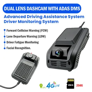 Góc rộng ai Dashcam với ADAS DMS 4G GPS Wifi ống kính kép máy ảnh