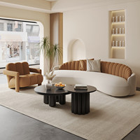 Sofá Pequeño de Una Plaza Estilo Crema Madera, Esponja, Diseño Moderno, Personalizable, para Negocios, Recepción VIP, Salón de Belleza, Oficina, Apartamento