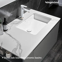 Ensembles de salle de bain personnalisés, comptoir moderne en dalle de roche, meuble-lavabo mural en acier inoxydable avec miroir et éclairage
