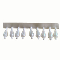 Blanc court gland perle goutte d'eau gland sangle perle suspendue perle fleur bord maison rideau perle dentelle garniture