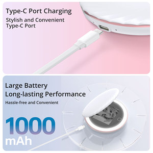 Miroir de maquillage intelligent à détection UV, écran LED rond, pour le démaquillage et le nettoyage, usage domestique, cadre en plastique, design moderne - Product Image 5