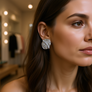 Boucles d'oreilles clous en argent tibétain avec strass en cristal, taille brillant ronde vintage, sertissage griffe, bijoux de mode unisexe - Product Image 2