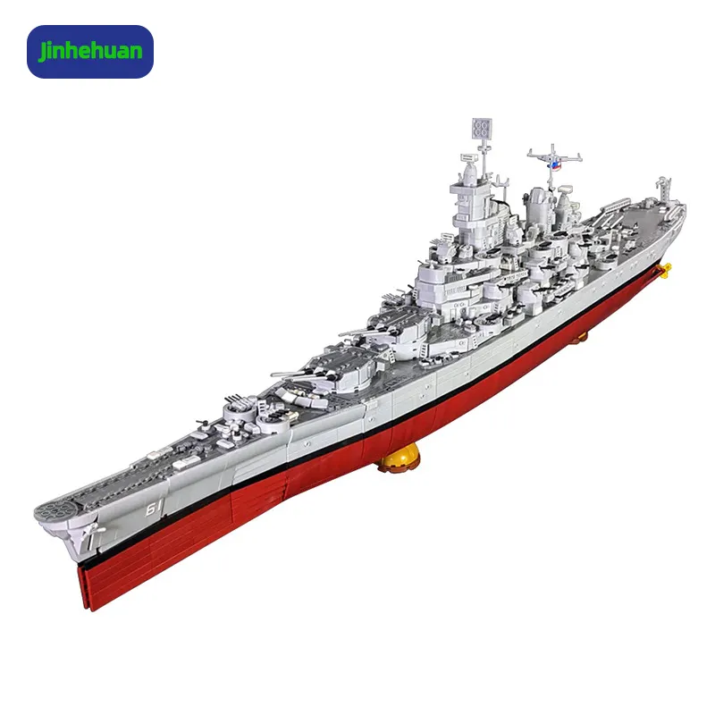 BuildMoc Military World War II USS Lowa BB-61 Battleships Building Blocks Warship Ship Boat Bricks Toys Children Birthday Gifts