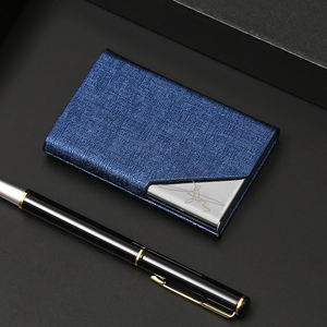 Porte-cartes de visite en cuir PU fait main de haute qualité à prix promotionnel, porte-cartes de visite en métal avec logo personnalisé - Product Image 2