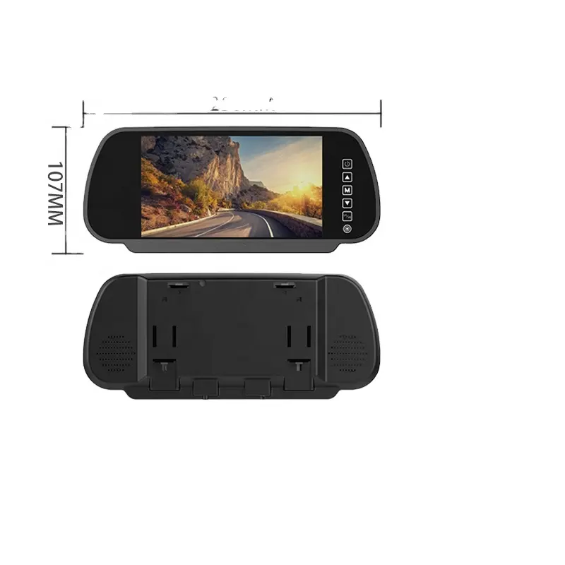 Fabriek Universele 7 Inch Spiegel Monitor Touchscreen Knop Cvbs 720P 1080P Video-Ingang Clip Op Mount Beugel Mirrorr Monitor
