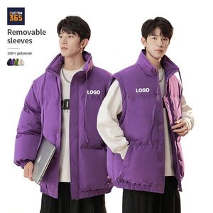 Removable Sleeves Stand Collar Winter High Quality Designer Custom 100% Polyester Men's Sleeveless Puffer <b>Jacket</b> - Product Image 1