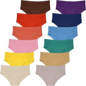 Ropa Interior Femenina Estilo Hipster, Algodón y Elastano, Suave y Elástica, Paquete de 10, Cintura Media, Estilo Básico, Transpirable - Product Image 1