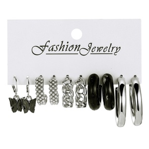 Juego de 6 <span class=keywords><strong>Pendientes</strong></span> de Aro en Forma de C, Chapados en Oro, Estilo Europeo Americano Minimalista, para Mujer, Geométricos, para Uso Diario - Product Image 5