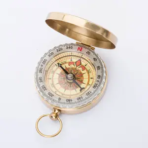 Compass pocket watch gold color exquisite outdoor camping supplies compass with luminous