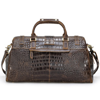 Sac de voyage de luxe en cuir véritable pour homme, motif crocodile, sac à bagages en cuir