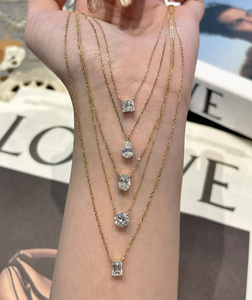 Factory Custom IGI Certified 1CT Lab Grown Diamond Filled Brilliant Cut 14k Real <strong>Solid</strong> <strong>Gold</strong> Classic Charm Necklace <strong>Pendant</strong> - Product Image 4