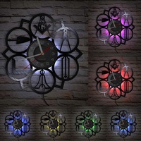 Horloge Fonctionnelle Vintage Rétro en Plastique Vinyle, Décorative, avec Motifs Musiciens, Microphone, Notes de Musique et Aiguille 3D, Fonctionnant à Piles, Élégante