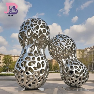 รูปปั้นถั่วลิสงสแตนเลสขนาดใหญ่ออกแบบได้ตามต้องการสำหรับตกแต่งสวนกลางแจ้ง - Product Image 1