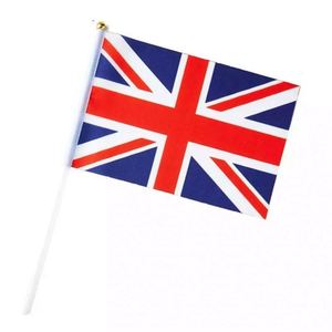 In Stock UK Hand <b>Flags</b> with Plastic Pole 20x30cm Polyester Silk Screen Printed Custom Color Promotional Football Party Use - Product Image 1