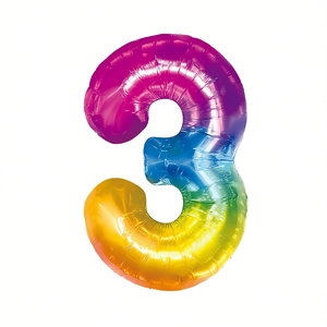 Party Love Number <b>Balloon</b> 45cm Multicolor Foil Metallic Birthday Party <b>Decorations</b> For Kids - Product Image 3