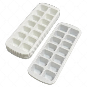 Ice Tray Mold 14 Compartment Square Plastic White For Refrigerator Homemade Ice Cubes 27x10x2.7cm - Product Image 1