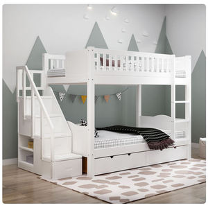 Hot Sell Furniture Double <strong>Bed</strong> Kids Bunk <strong>Bed</strong> Solid <strong>Pine</strong> Wood Twin Kids Bunk <strong>Bed</strong> with Slide and Stairs - Product Image 1