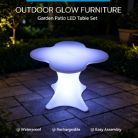 Table basse LED lumineuse, table de salon moderne en forme de trèfle à quatre feuilles, table en PE recyclable, décoration intérieure et extérieure, meubles pour la maison