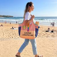 Sac fourre-tout pliable en nylon lavé, doux, bicolore, avec fermeture éclair et maille, personnalisable pour le trajet quotidien, ODM OEM