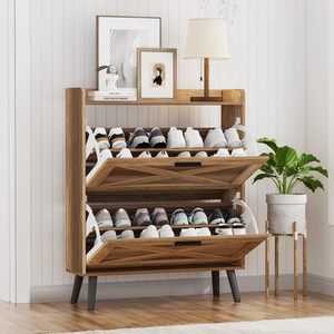 Mueble Moderno para Almacenamiento de Zapatos de 32 Pulgadas de Ancho, 2 Cajones Abatibles, Diseño de Puerta Corredera, Estantes Ajustables, Delgado y <span class=keywords><strong>Estrecho</strong></span> para Entrada, Vestíbulo, Pasillo, Sala de Estar - Product Image 2