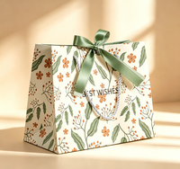 Ensemble de sacs cadeaux en papier à motifs floraux personnalisés et boîte rigide, emballage cadeau de luxe avec nœud en ruban pour les fêtes, les anniversaires et les cadeaux